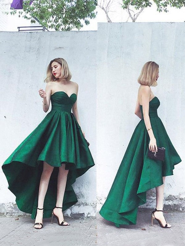 Wholesale A-Line/Princess Satin Ruffles Sweetheart Sleeveless Asymmetrical Homecoming Dresses